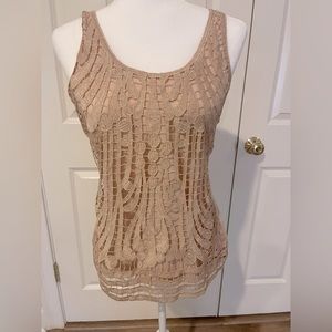 Express knit/lace sleeveless tank, Size Small, shimmering rose gold